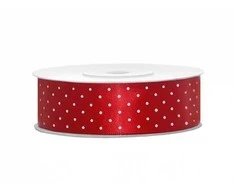 Party Deco Juostelė satino 25mm/25m raudona su taškiukais