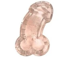 Party Deco Popierinės lėkštutės rausvos blizgios "Penis" 6 vnt