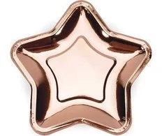 Party Deco Popierinės lėkštutės "Žvaigždė" rausvos 6vnt 18cm
