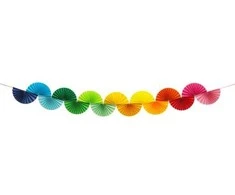 Party Deco Vaivorykštės vėduoklės girlianda, 2,5 m