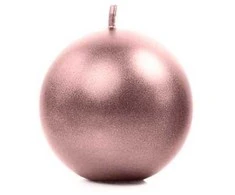 Party Deco Rožinio aukso spalvos rutulinė žvakė, 6 cm