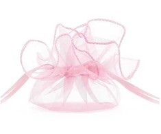 PartyDeco Organzos maišelis, 25cm 10 vnt, Spalva: Rožinis