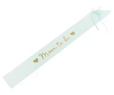 Party Deco Juosta „Mom to be“ ryškiai Tiffany mėlyna 75 cm