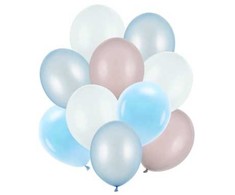PartyDeco Balionų rinkinys Melsvi - sidabriniai, 10vnt
