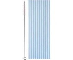 Party Deco Mėlyni plastikiniai šiaudeliai 23 cm, 12 vnt.