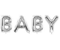 Party Deco Folinis balionas "BABY" sidabrinis 262&amp;86cm