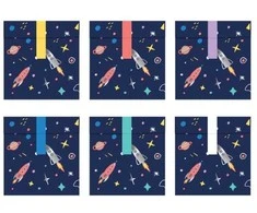 Party Deco Maišeliai saldainiams "Space" 13*14cm 6 vnt