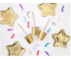 Party Deco Popierinės lėkštutės auksinės "Žvaigždė" 6vnt 23cm