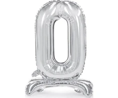 Party Deco Stovintys sidabriniai skaičių balionai, 70 cm