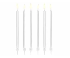 Party Deco Žvakutės gimtadienio 12 vnt 14cm baltos