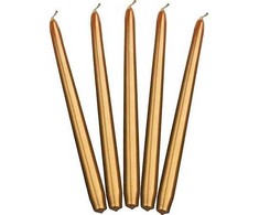 Party Deco Kūginė žvakė, metalinė, auksinė, 24 cm, 10 vnt., universali