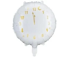 Party Deco Folinis balionas "Laikrodis" 45cm baltas
