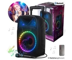 Kompiuterio kolonėlės Party Fun Lights Vakarėlio pramogos – karaoke garsiakalbis su rankena ir ratukais – (605603)