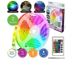 Partyfunlights USB LED šviesos juosta - 3 m su nuotolinio valdymo pultu