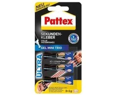 klijų pistoletas Pattex Pattex Sekundenkleber Mini-Trio Gel, 3 Tuben mit je 1g