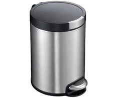 Šiukšliadėžė su pedalu EKO Artistic, matinio plieno, plastiko/nerūdijančio plieno, 5 l, su vidine šiukšliadėže iš plastiko (minkšto uždarymo...)