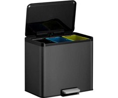 Šiukšliadėžė EKO Pedal bin, Essential, juodos spalvos, nerūdijančio plieno, 3 sekcijų, 3x9 l, su minkšto uždarymo dangteliu