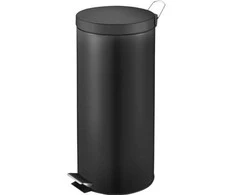 V Part Šiukšliadėžė su pedalu, V formos, juoda, plieninė, 30 l, su plastikiniu vidiniu kibiru