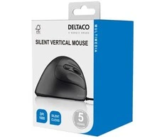 Pelė Deltaco Silent su laidu Vertical Pelė, 4 mygtukai, 1000-1600 DPI, juodas