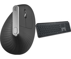 Logitech MX vertikali ergonominė pelė (910-005448) + MX Keys S belaidės grafito spalvos, JAV (920-011587)