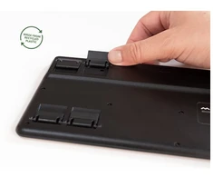 Mousetrapper tipo mini belaidė klaviatūra QWERTY JK USB-C ir „Bluetooth“, mini, laidinė ir belaidė, USB + RF belaidė + „Bluetooth“, QWERTY, juoda