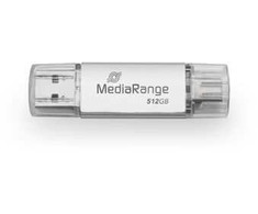 Pendrive MediaRange 3.2 Gen 1 USB-A i USB-C 512GB Sidabrinė (MR940-1)