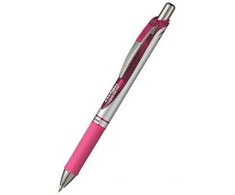 Pentel EnerGel Xm, Ištraukiamas gelio rašiklis, Rožinė, Rožinė, Sidabrinė, Plastikas, Guma, Apvalus, 0,35 mm