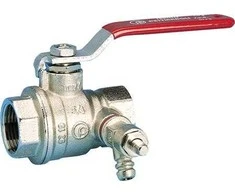 PETTINAROLI Rutulinis vožtuvas 1/2" su išleidimo įvore/įvore su raudona plienine rankena