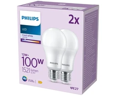 Philips Lemputė 100 W A67 E27 x2, 13 W, 100 W, E27, 1521 lm, 15000 h, Šalta balta