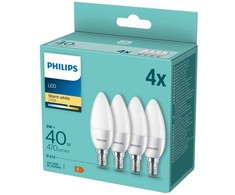 Philips LED lemputė E14, 4 žvakių pakuotė, 40 W, 2700 K