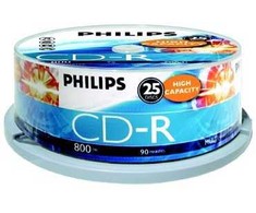 Philips CD- R 800 MB 40x 25 vienetai (CR8D8NB25 / 00)