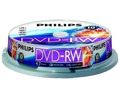 1x10 Philips DVD-RW 4,7GB 4x SP