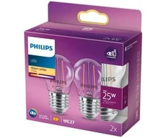 Philips LED žvakinė lemputė, skaidri, 25W P45 E27 x2 2700K 250lm 15000h