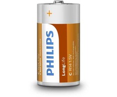 Philips „LongLife“ baterija R14L2B/10, Vienkartinė baterija, Cinko-anglies, 1,5 V, Žalia, Balta, 26,2 mm, 26,2 mm
