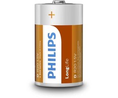 Philips Ilgaamžė baterija R20L2B/10, Vienkartinė baterija, Cinko-anglies, 1,5 V, Žalia, Balta, 34,2 mm, 34,2 mm