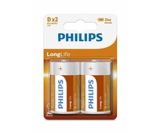 Philips Ilgaamžės D baterijos 2 vnt.