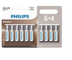 Philips LR6A10BP/10, Vienkartinės baterijos, AA, Šarminės, 1,5 V, 10 vnt., 5 metai