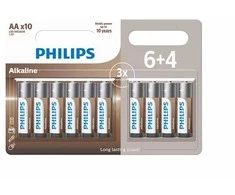 Philips LR6A10BP/10, Vienkartinės baterijos, AA, Šarminės, 1,5 V, 10 vnt., 5 metai