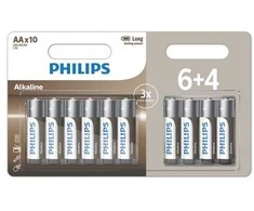 Philips LR6A10BP/10, Vienkartinės baterijos, AA, Šarminės, 1,5 V, 10 vnt., 5 metai