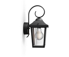 Philips myGarden Buzzard sieninis šviestuvas 60W E27 be lemputės, lauko sieninis apšvietimas, juoda, metalas, IP44, terasa, sodas, I