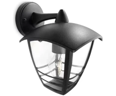 Philips myGarden Creek sieninis šviestuvas 60W E27 be lemputės, Lauko sieninis apšvietimas, Juodas, Metalas, IP44, Terasa, Sodas, I
