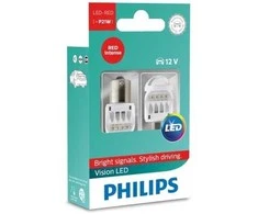 Philips P21w Vision atbulinės eigos raudoni 12v LED žibintai, 2 vnt.