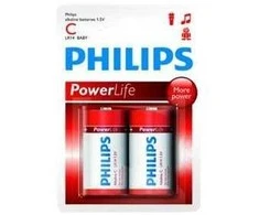 Philips šarminė baterija LR14P2B/10, Vienkartinės baterijos, C, Šarminė, 1,5 V, 2 vnt., 26 mm