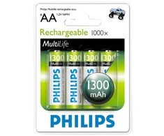 Philips įkraunama baterija R6B4A130/10, Įkraunama baterija, Nikelio-metalo hidrido (NiMH), 1,2 V, 1300 mAh, 2 metai, 78 g