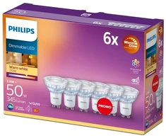 Philips 6-pack LED GU10 50W Dimbar War