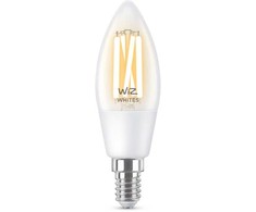 Philips WiZ žvakės formos, skaidri, 4,9 W (atitinka 40 W), C35, E14, išmanioji lemputė, „Wi-Fi“, balta, E14, C35, daugiafunkcė