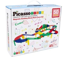 Picasso Tiles „Picasso“ plytelės – lenktyninių automobilių trasų rinkinys (PTR50)
