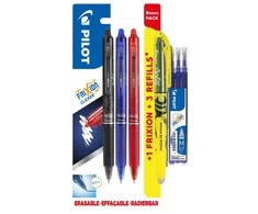 Pilot Pen Gelinis rašiklis Pilot Frixion Clicker 0,7 mm, ištrinamas, 3 vnt./pakuotėje + geltonas teksto žymeklis + šerdelės blisteryje