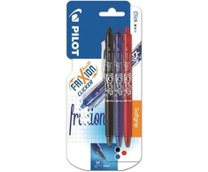 Pilot Pen Pultas PEN Pilot FriXion Ball Clicker - Tintenroller - nicht dauerhaft - Juodas, Rot, Blau - Thermo-Gel-Tinte - 0.7 mm - Mittel - verstellbar - mit Radierer (Packung mit 3)