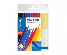 Pilot Pen „Pilot Pintor“, 4 vnt., Juoda, Mėlyna, Raudona, Geltona, Šepetėlio antgalis, Įvairių spalvų, Apvalus, 8 mm